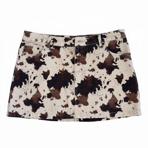 Topshop Cow Print Mini Skirt Black Brown White | NWT Size 10 Animal Print Skirt